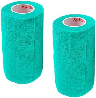 Vet Wrap Tape (Teal) (2 Pack) (3 Inch x 15 feet) Self Adhesive Adherent Adhering Cohesive Flex Self Stick Bandage Grip Roll Dog Cat Pet Horse