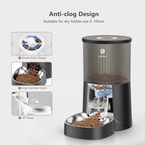 PETULTRA Automatic Cat Feeder: 4L Timed Cats Food Dispenser Programmable