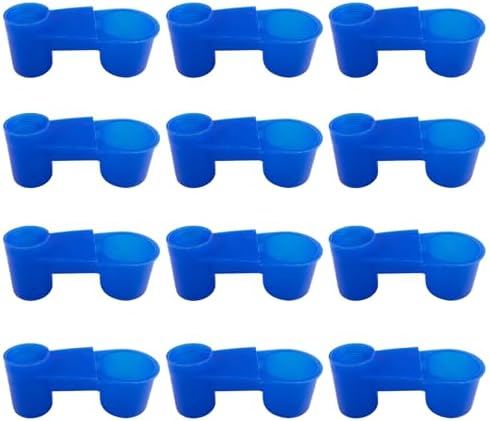 AUEAR, Set of 12 Bird Drinker Feeder Cup Soda Pop Water Bottle Plastic for Pigeons Parrot Chicken Supplies (Blue)