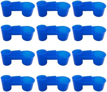 AUEAR, Set of 12 Bird Drinker Feeder Cup Soda Pop Water Bottle Plastic for Pigeons Parrot Chicken Supplies (Blue)
