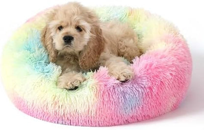 NOYAL Donut Dog Bed for Small Medium Pets, Plush Calming Faux Fur