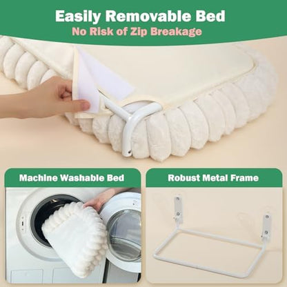 Zakkart SnugCloud Foldable Cat Window Perch (Cream White, M)