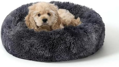 NOYAL Donut Dog Bed for Small Medium Pets, Plush Calming Faux Fur