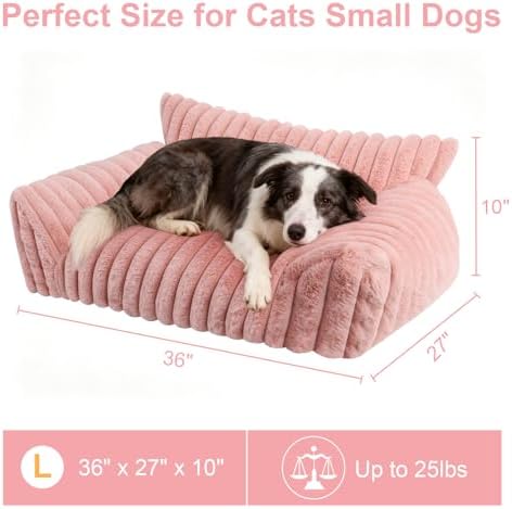 Cute Dog Couch for Medium Large Dogs,Dog Cat Couch Sofa,Dog Bed,L,Pink