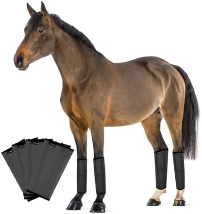 FOXLVDA Horse Fly Boots - Fly Boots for Horses Set of 4, Breathable Mesh Equine Leg Leggings, Adjustable & UV Protective with Support Bars, for Reduce Stomping & Leg Fatigue (Dark Gray, Large)