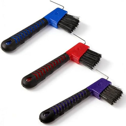 3 Pcs Horse Hoof Pick with Brush(Red&Purple&Blue)