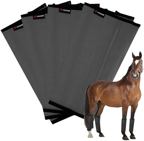 Horse Fly Boots, Breathable Mesh Protection Set of 4, Comfortable Horse Leggings, Breathable Mesh Design, Equine Supplies for Reduce Stomping, Hoof Damage & Leg Fatigue (Grey, Medium)