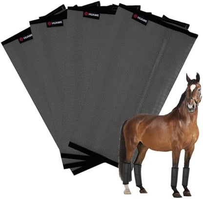 Horse Fly Boots, Breathable Mesh Protection Set of 4, Comfortable Horse Leggings, Breathable Mesh Design, Equine Supplies for Reduce Stomping, Hoof Damage & Leg Fatigue (Grey, Medium)