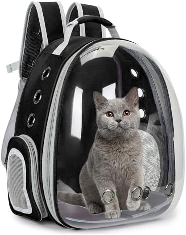Cat Backpack Carrier Bubble Carrying Bag (Black)