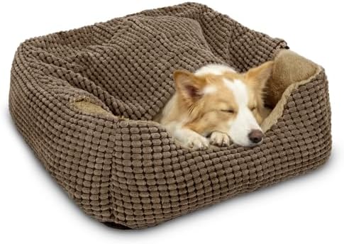 GASUR Dog Beds for Large Medium Small Dogs, Rectangle Cave Hooded Blanket Puppy Bed, Luxury Anti-Anxiety Orthopedic Cat Beds for Indoor Cats, Warmth and Machine Washable(35 inches, Brown)