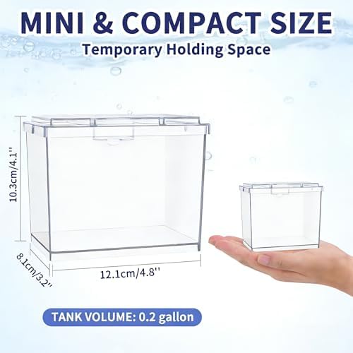 MoonOrange Mini Betta Fish Tank, Small Fish Bowl for Temporary Space, 0.2 Gallon Stackable Cube Tank with Betta Leaf and Gravels for Small Fish, Insect, Shrimp, Crab, Spider.(Pack-2)