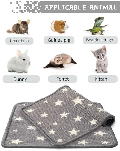 JanYoo 2pcs Rabbit Scratcher Mat Natural Sisal Bunny Scratch Pads Scratching Rug Bunny Resting Mats for Cages, Small Animal Claws and Teeth Care Bedding Accessories for Guinea Pig (15.7x11.8in, Star)