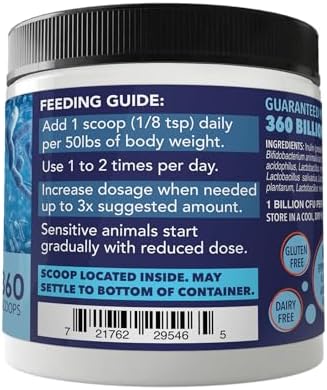 NUSENTIA Probiotics for Dogs -(360 Scoops)-Probiotic Miracle -Advanced, Species Specific Probiotics and Prebiotics to Stop Diarrhea, Loose Stool, and Yeast-Plus Immune Support
