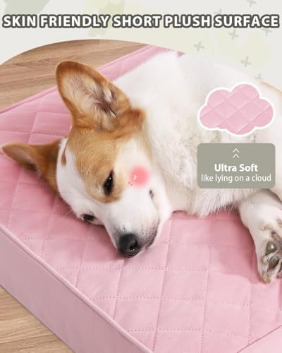 NUPIDA Orthopedic Large Dog Bed for Crate with Washable Cover, 35x22, Pink