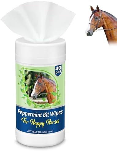 Threlaco 1 Pack Horse Bit Wipes 40 Pcs Peppermint Horse Bit Cleaners for Happy Horses Disposable Cleaning Wipes for English or Western Bits