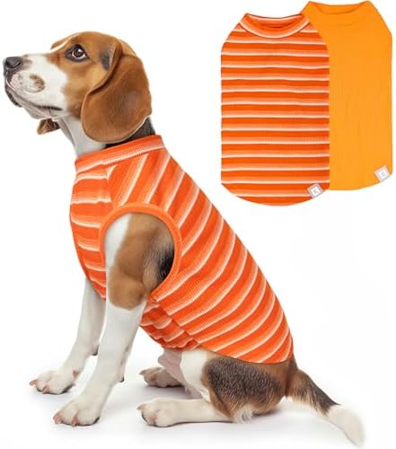 KYEESE 2Pack Waffle Dog Shirt for Medium Large Dogs Striped Dog Sweater
