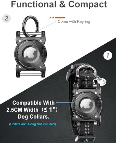 ONEONTA for Airtag Dog Collar Holder | Airtag Dog Waterproof - Airtag Holder for Dog Collar with Removable Metal Loop, Sturdy TPU, Lightweight, Compact Size,Fit 1" Width Collar,Airtag 1st,2nd Gen,Blue
