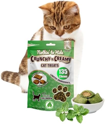 Fieldcrest Farms Collagen Cat Treats, Catnip, Crunchy & Creamy, 3 oz Pouch