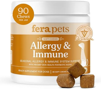 Fera Pets Dog Allergy & Immune Support with Turkey Tail Mushroom, 90 Chews