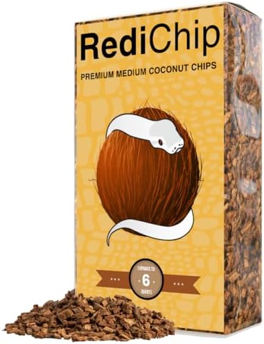 RediChip Reptile Bedding Loose Medium Coconut Chip Substrate 6 Quart Coco Husk Mulch for Snake and Gecko Habitat, Ball Python Terrarium, Lizard and Turtle Tanks, Tortoise Enclosure