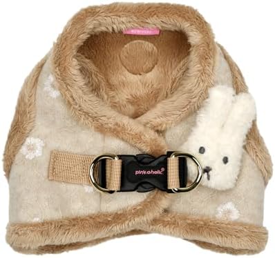 Pinkaholic New York Lidia Vest Dog Harness Step-in Warm Winter Flower Pattern for Small Dog, Beige, Small