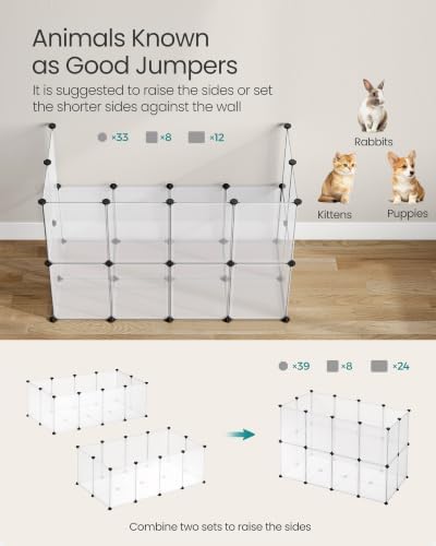 SONGMICS Pet Playpen with Floor, Small Animal Playpen
