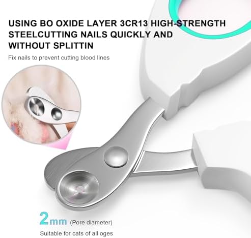Aogeili Cat Nail Clippers - Stainless Steel, Non-Slip, Safe for Small Pets
