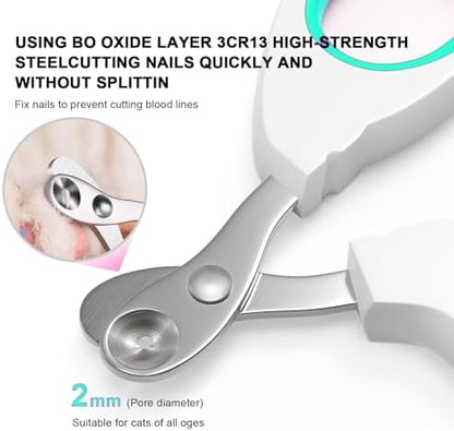 Aogeili Cat Nail Clippers - Stainless Steel, Non-Slip, Safe for Small Pets