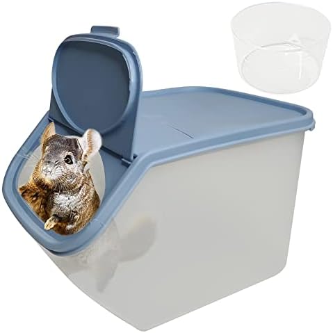 PINVNBY Chinchilla Sand Bath Box Gerbil Bathroom Transparent Totoro Plastic Sand Bath House with Sand Cup Cage Accessories for Guinea Pig Hedgehog Squirrel and Other Small Animals