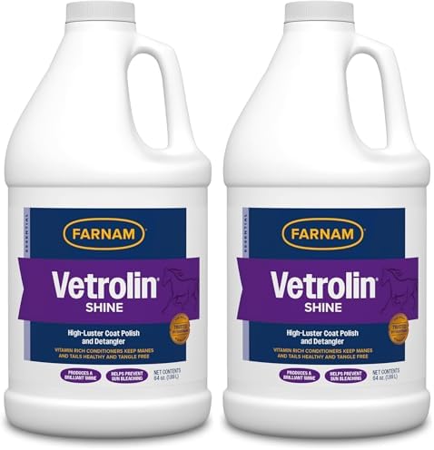 Farnam Vetrolin Shine Coat Conditioner & Shine Spray for Horses & Dogs 64 Ounces (Pack of 2)