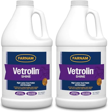 Farnam Vetrolin Shine Coat Conditioner & Shine Spray for Horses & Dogs 64 Ounces (Pack of 2)