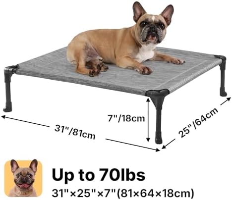 Veehoo Outdoor Elevated Dog Bed for Medium Dogs, Cooling Raised Dog Cots