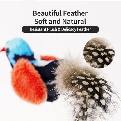 Interactive Chirping Cat Toys with Catnip and Feather,3.5'',2Pcs