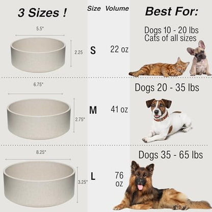 Loving Pets - Dolce Bamboo - Eco-Friendly Pet Bowls & Dishes for Dog, Cats, Puppy Food and Water Dish -Sustainable and Dishwasher Safe, Made with Real Bamboo (Small, Oat-Beige)