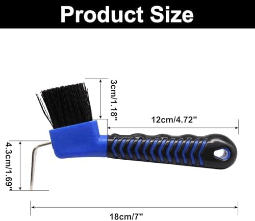 Hoof Pick Brushes, Soft Touch Rubber Handle Portable Hoofpick, Stiff Hoof Pick for Horse Care, Groomers (Blue)