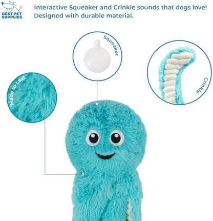 Best Pet Supplies Interactive Squeaky Dog Chew Toy, Ideal Dog Toys for Chewers, Small, Medium & Large Dogs, and Fetch Lovers - Octomutant (Turquoise), Large