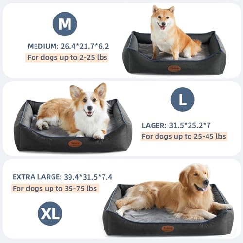 Tidore Orthopedic Dog Beds for Small Dogs, Durable Egg Crate Foam Sofa Dog Bed wit Washable Removable Cover, Waterproof Lining, Pet Bed for Medium Dogs, Dark Grey