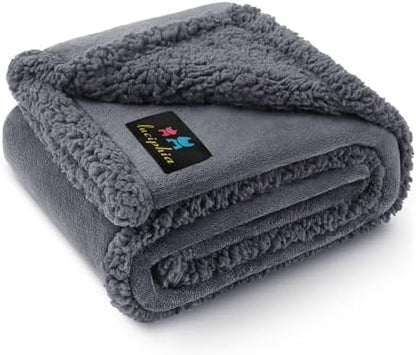 Luciphia Waterproof Pet Blanket, Liquid Pee Proof Dog Blanket for Sofa Bed Couch, Reversible Sherpa Fleece Furniture Protector Cover for Small Medium Large Dogs Cats, Dark Gray Medium（57" x 40"）