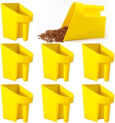 FillTouch 8 Pcs Feed Scoop 2 Qt Plastic Enclosed Heavy Duty Stackable Feed Scoop for Bird Horse Chicken Livestock Animal Ranchers Homesteaders Farmers(Yellow)