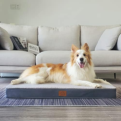 Sunheir Extra Large Orthopedic Dog Bed, Jumbo Waterproof Pet Bed Mat, Grey