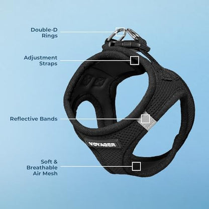 Voyager Step-in Air Dog Vest Harness - Black/Black Trim, Small