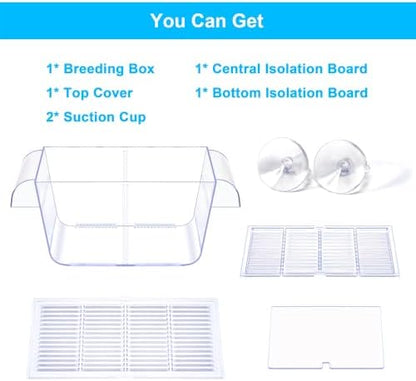 DaToo Fish Breeding Box Aquarium Holding Tank Transparent Fish Isolation Box Acclimation Hatchery Incubator Breeder for Betta Shrimp Clownfish Guppy Large