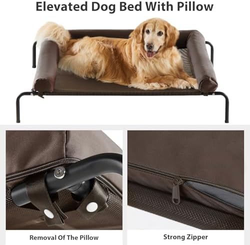 RRPETHOME Large Elevated Cooling Cot, Portable Outdoor Raised Dog Bed