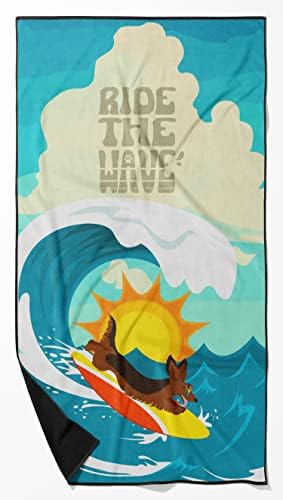 Caroline's Treasures MLM1209TWL3060 Surfer Dog Longhair Sable Dachshund Premium Beach Towel Oversized Towel Beach Blanket, Pool, Beach Essentials, Yoga, Premium Bath Towel, Quick Dry Plush