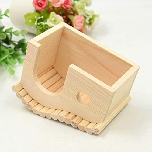 balacoo Wooden Hamster House Hideout Natural Solid Wood Hut with Round Hole and Door Small Animal Habitat for Hamsters Mice Hedgehogs Nesting and Chewing 4.72 X 2.95 X 3.14 in