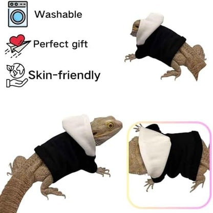 Lizards Clothes for Bearded Dragon Cotton Hoodies Leopard Gecko Costume, Reptile Hoodies Apparel for Skin Protection