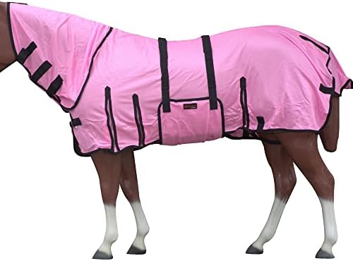 HILASON 81 in Horse Fly Sheet Pink W/Black Piping UV Protect