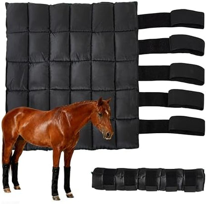Reusable Gel Horse Ice Boots 4 Pack, Adjustable 5 Leg Cooling Wraps