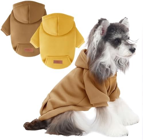 2 Pack Dog Hoodie Warm Hood Dog Sweater Cold Weather Small Dogs Sweatshirt Comfort Pet Clothes for Small Medium Dogs with Pockets Cats Chihuahua Clothes for Male Female Girl Boy Sporty Daily Wear