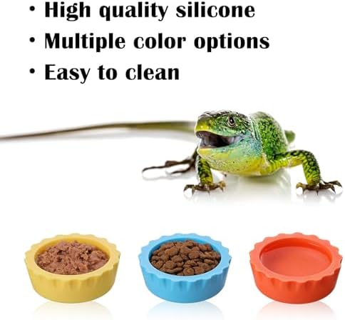 9Pcs Silicone Reptile Feeding Dish Set, Colorful Small Animal Bowls with 2 Silicone Spoon for Reptile Tanks, Practical Crested Gecko Tank Accessories for Small Pet
